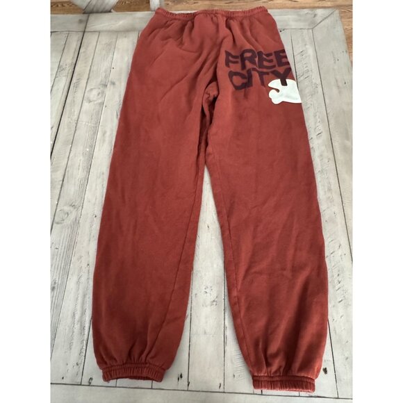 FREECITY Large logo sweatpants brown size large - Picture 1 of 3